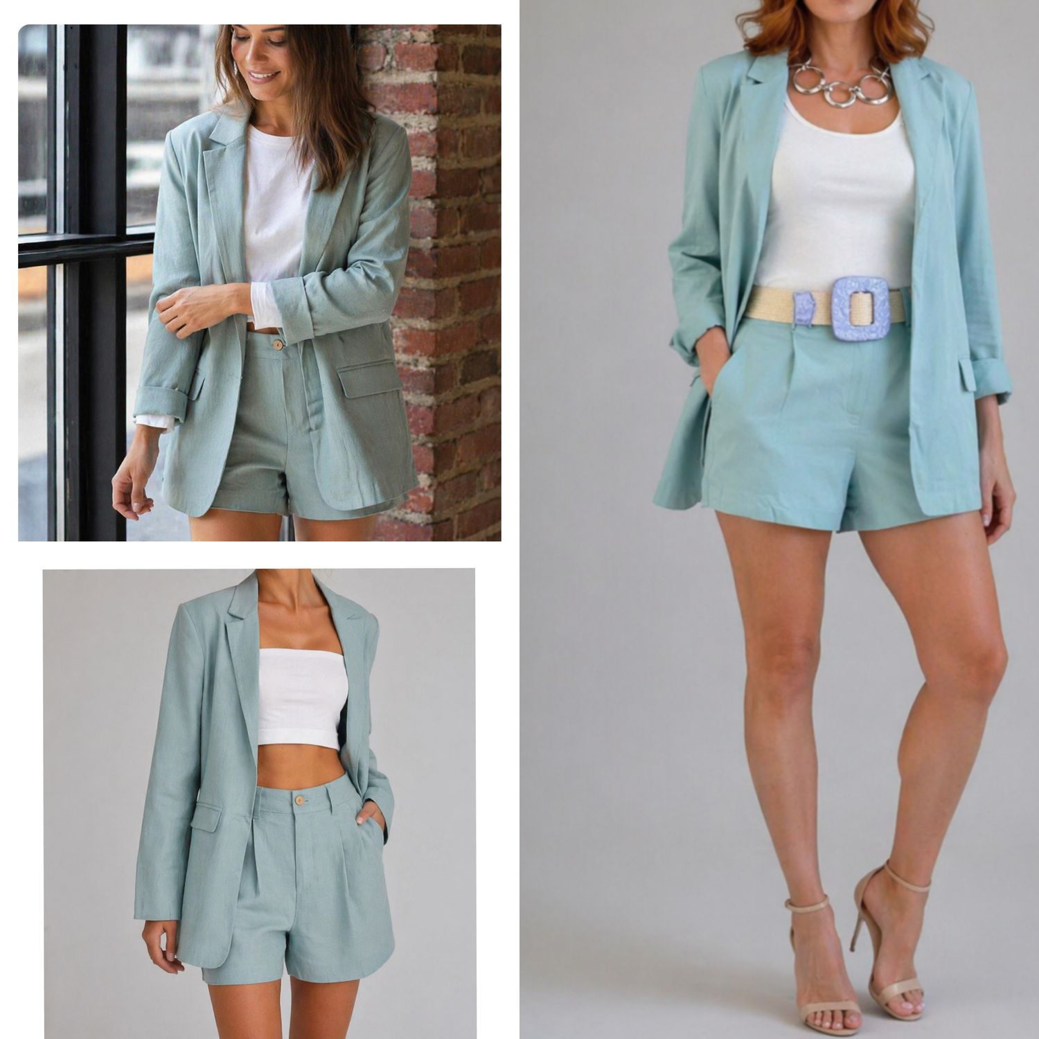  Open Front Blazer &amp; Short Set