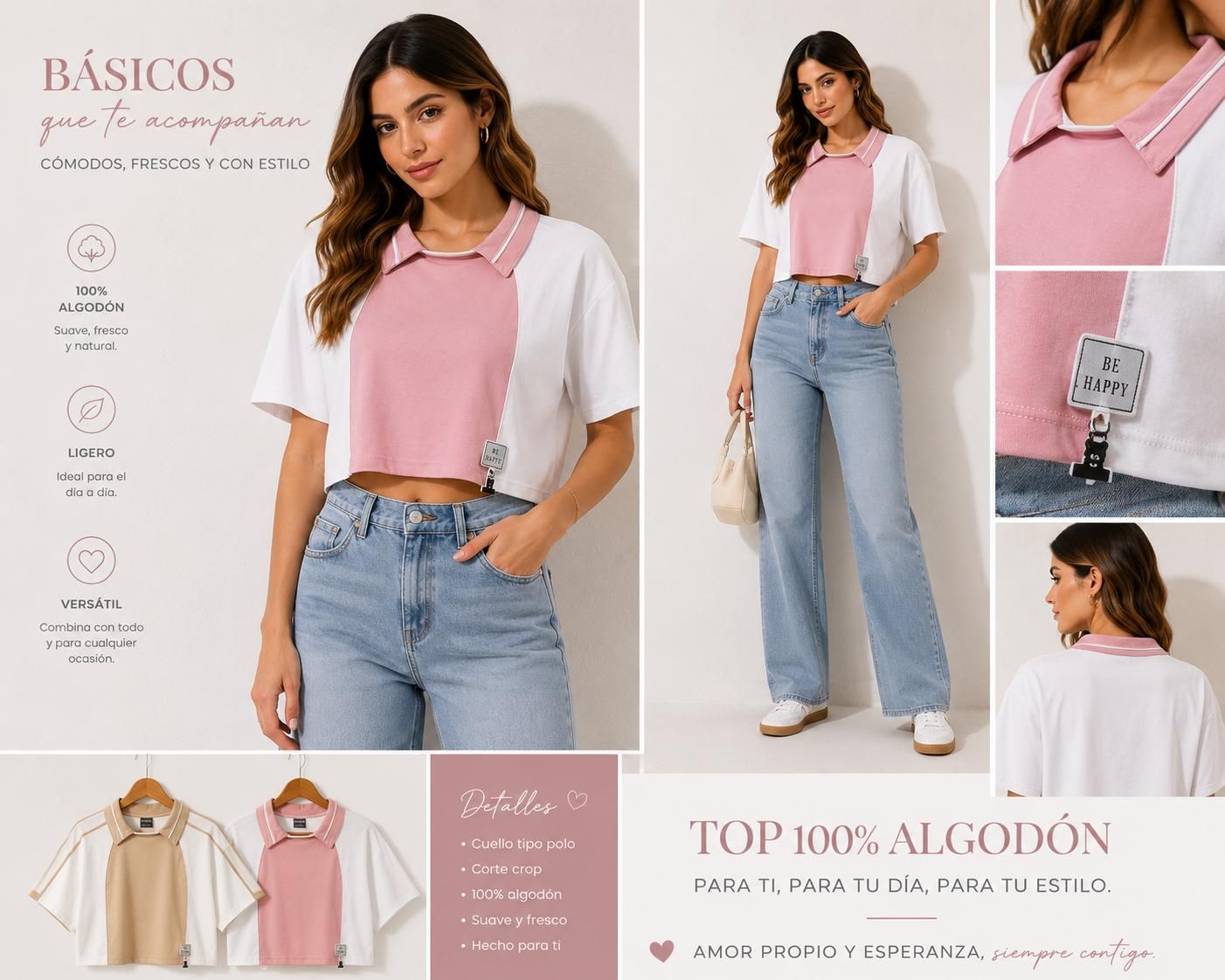 Bicolor Polo Crop Top Bicolor Polo Crop Top
