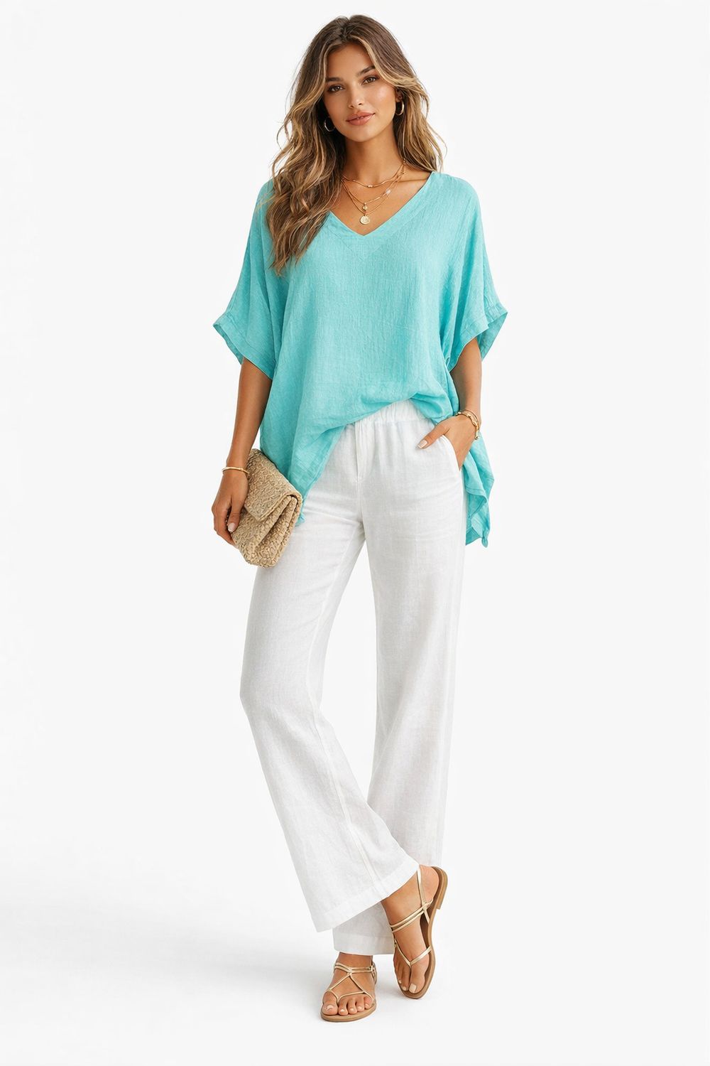 Short Sleeve Kimono Top aqua MED/Large Short Sleeve Kimono Top aqua MED/Large