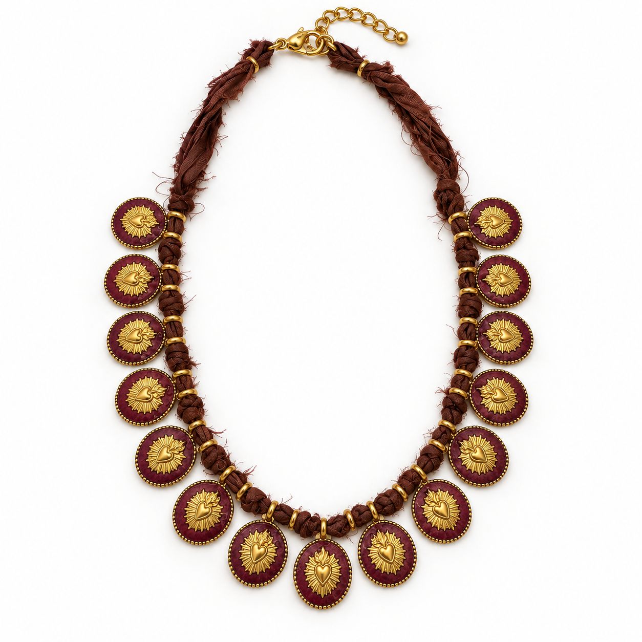 Burgundy Sacred Heart Necklace