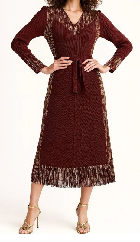 FRINGE CRINKLED DRESS (