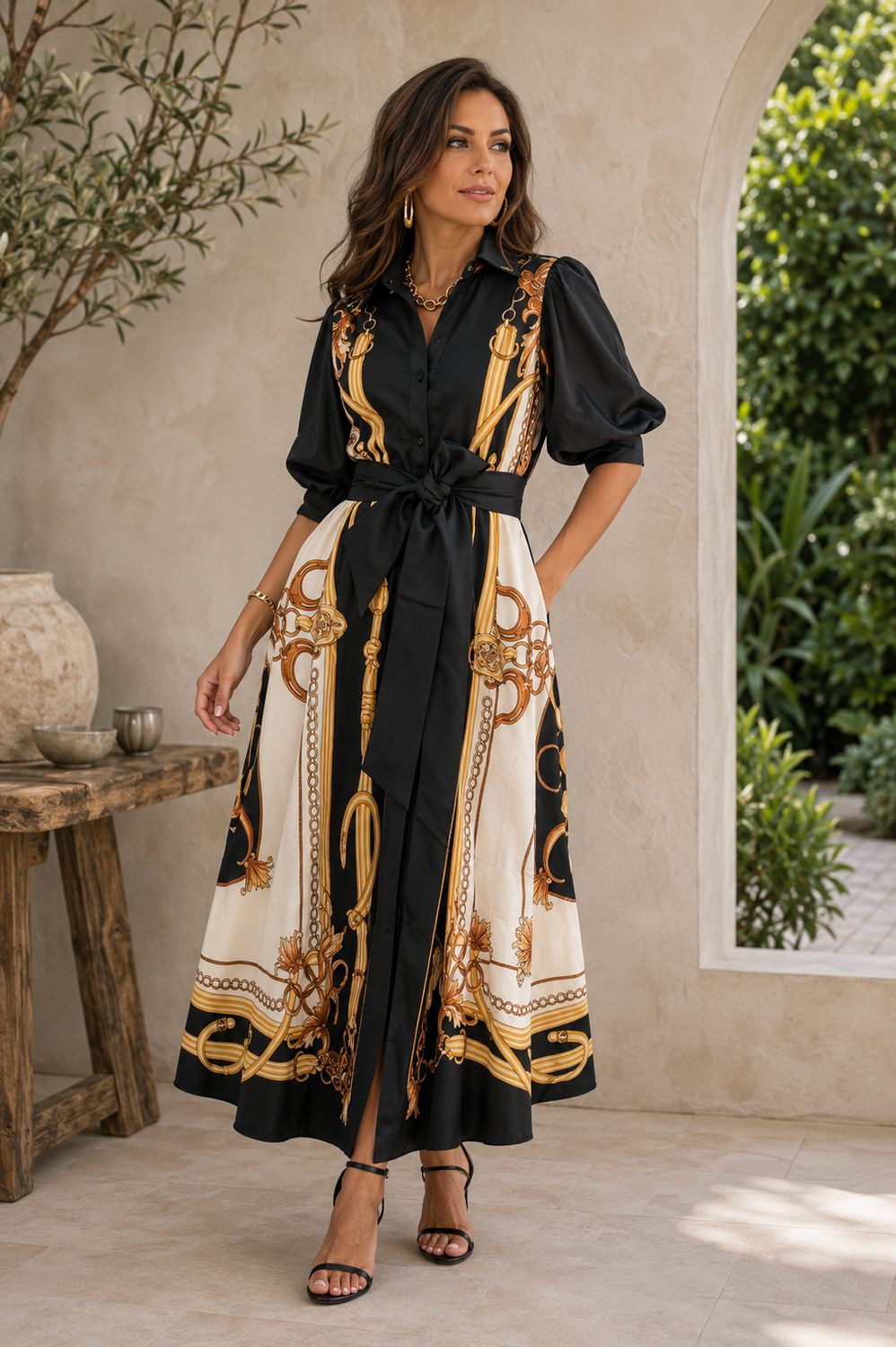 Chain Print Maxi Dress