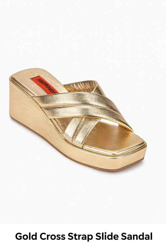 Gold Cross Strap leather  Sandal