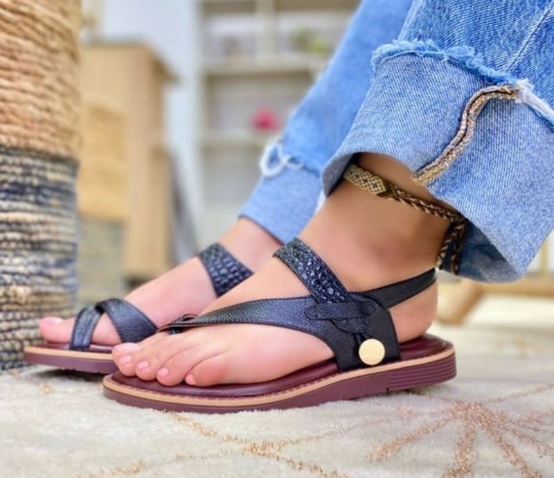 Black Minimal Leather Sandal