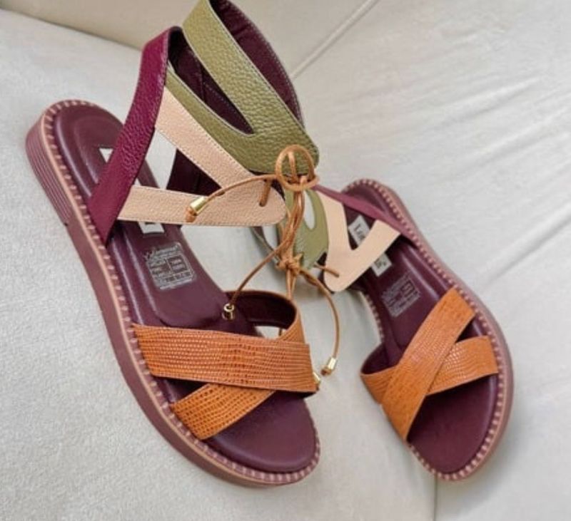 Honey/Cherry Gladiator Leather Sandals