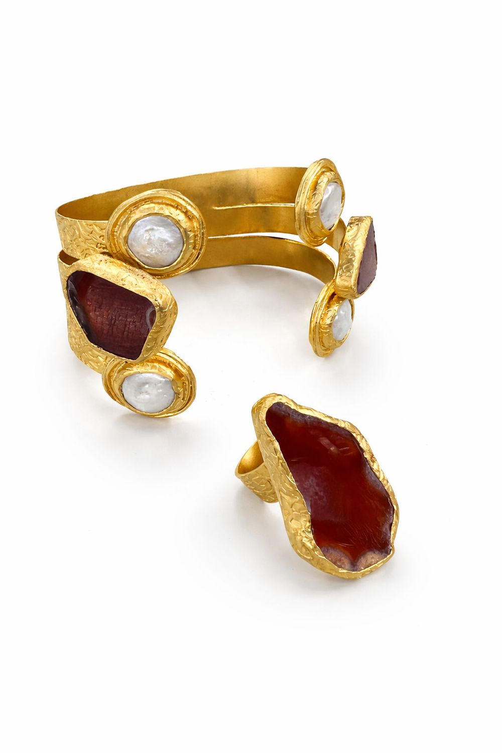 Set brazalete &amp; sortija piedra natural