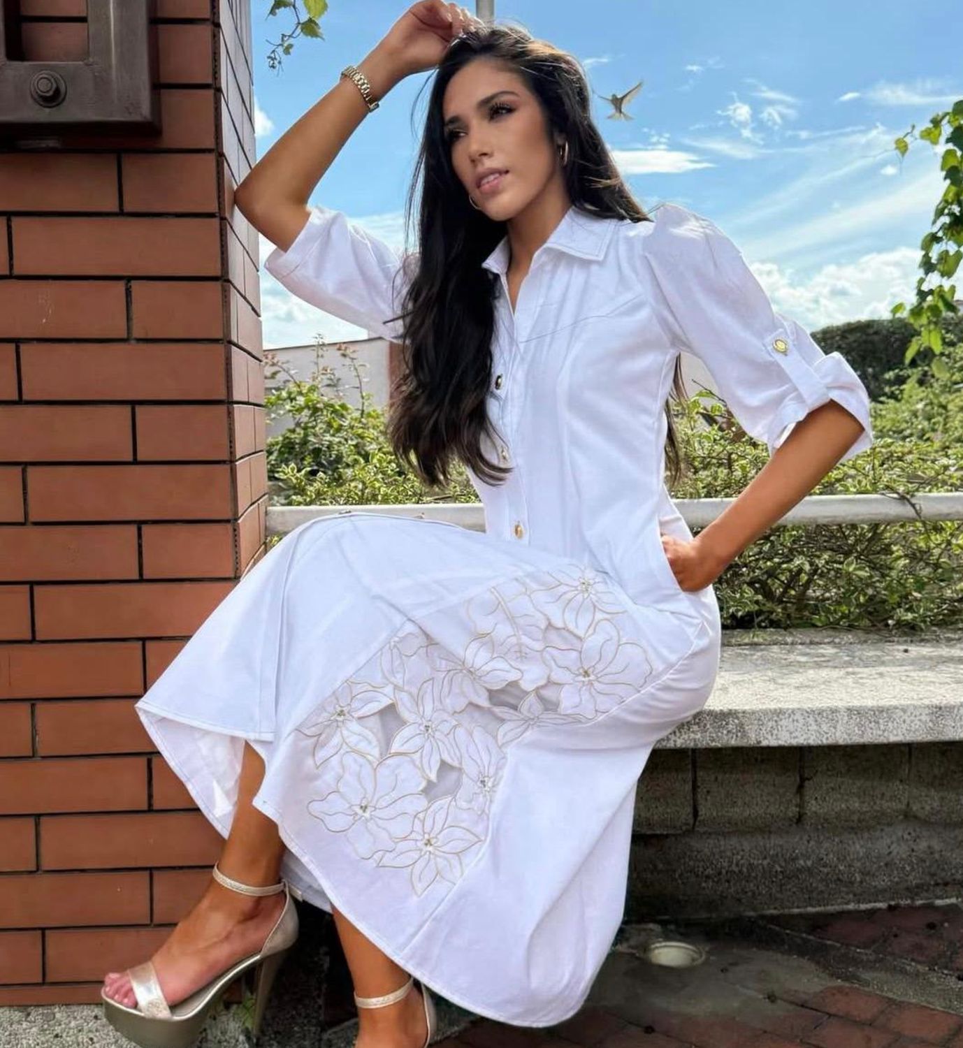 Vestido Midi bordado 