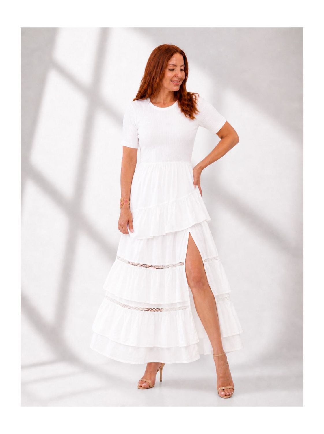 Half Knit Fabric Long Dress