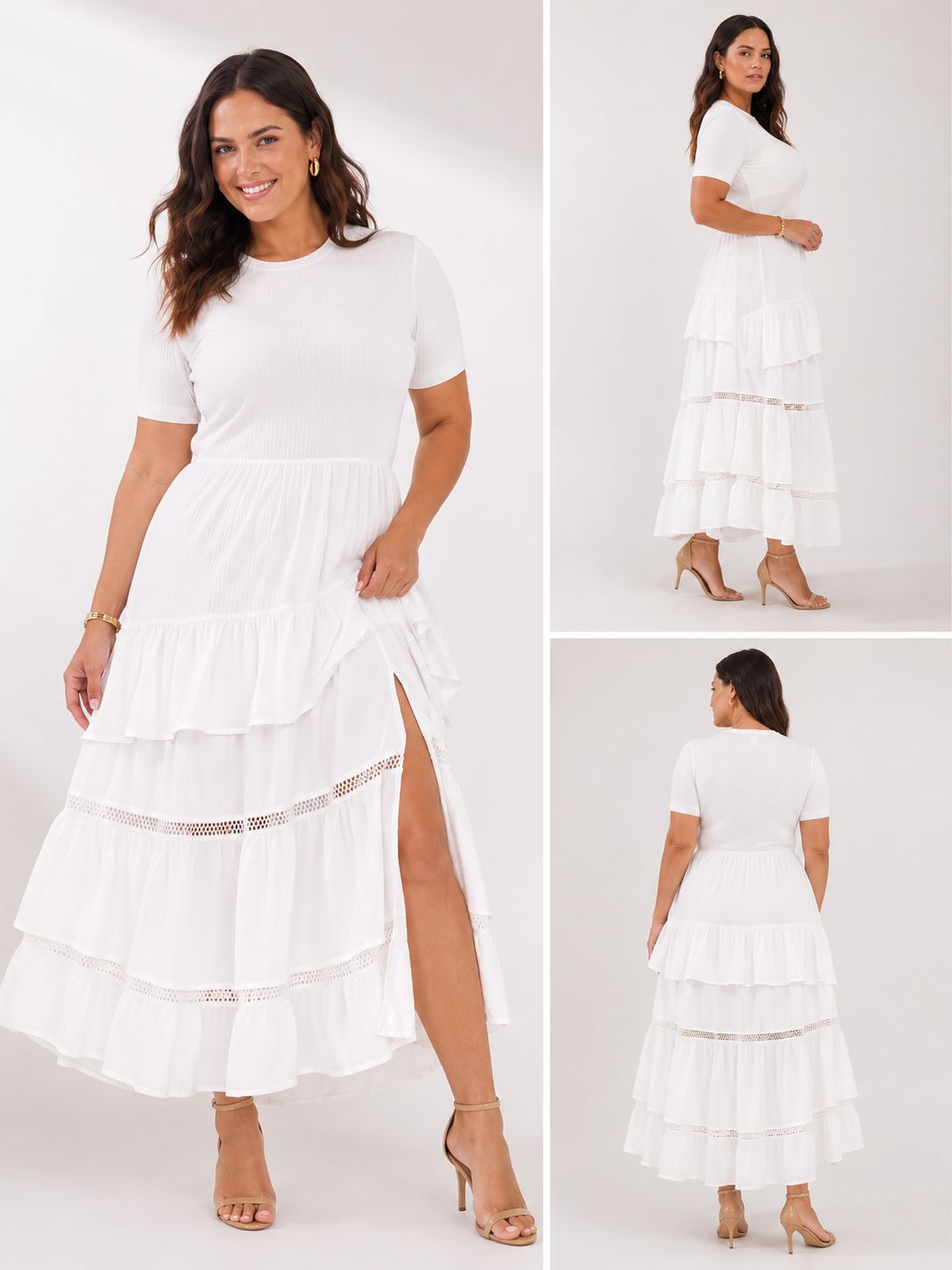 Half Knit Fabric Long Dress
