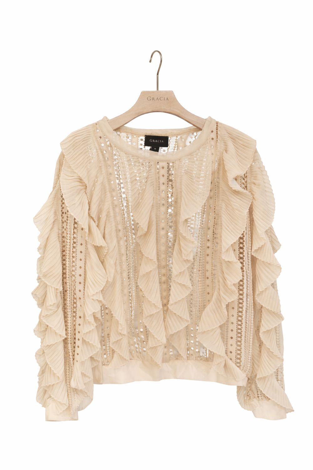 Pleats &amp; Lace Blouse