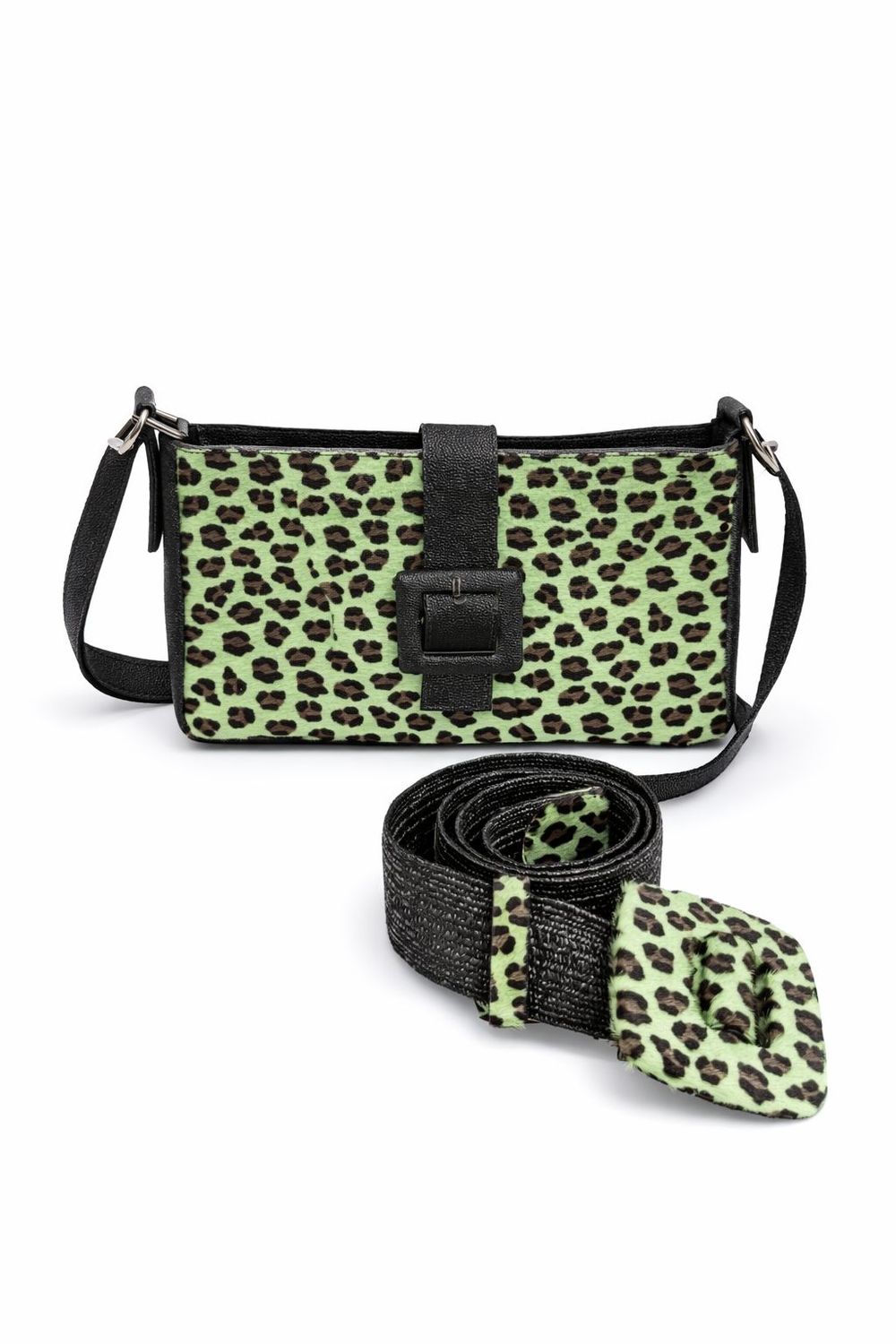 Animal Print set Belt &amp; Bag Green