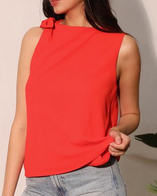 Solid One Tie Shoulder Top