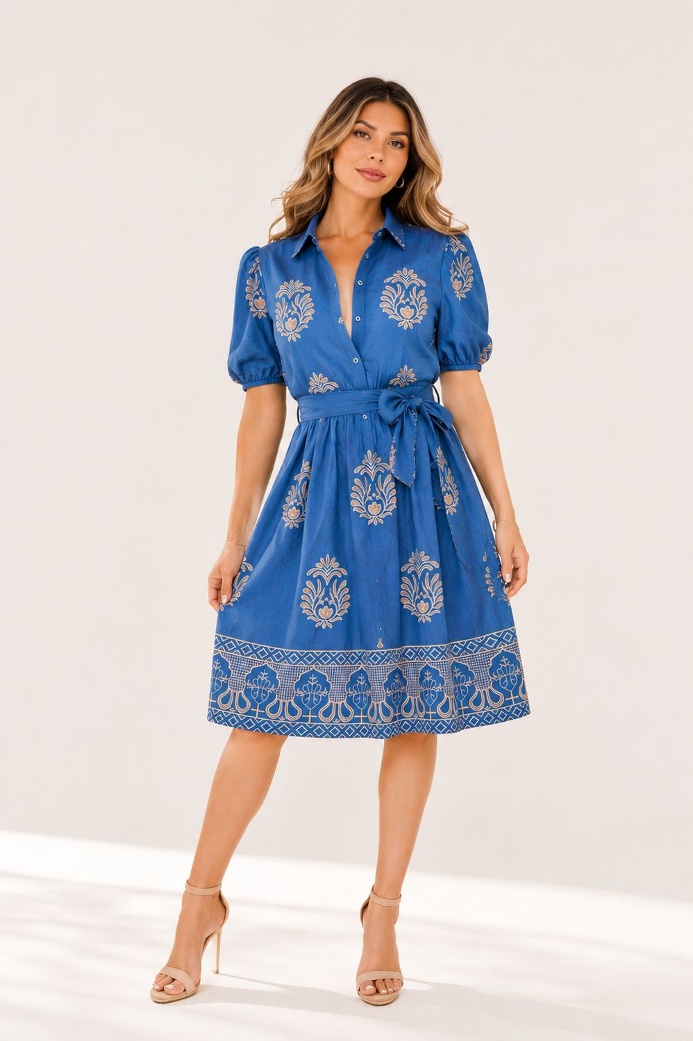 Embroidered Denim Dress