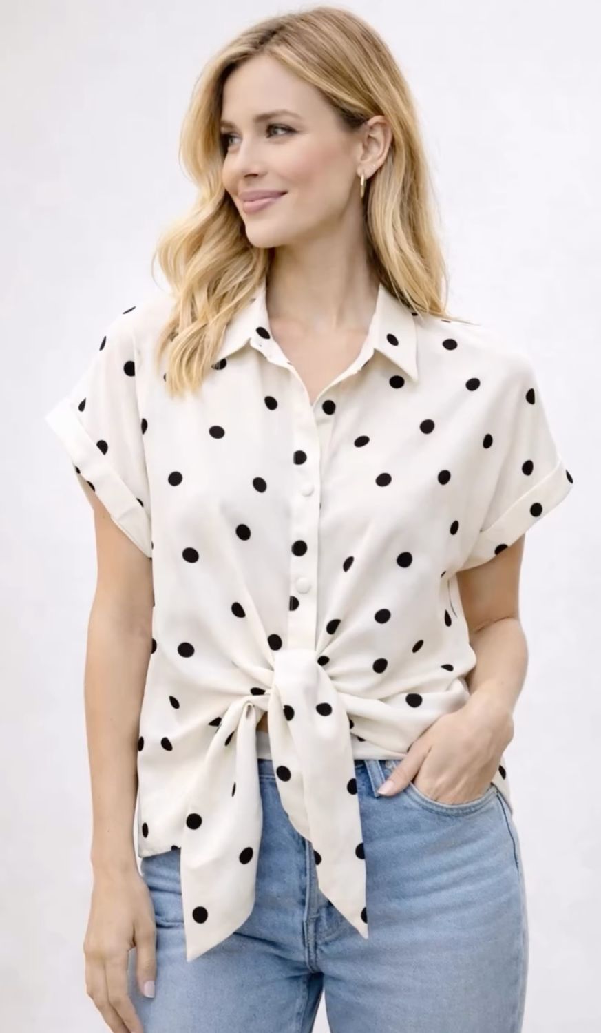 Polka Dot Tie Blouse