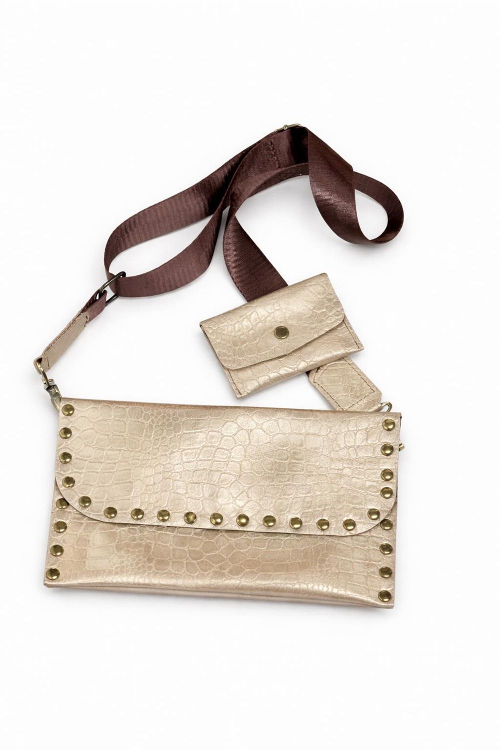 Gold Croc Crossbody Bag