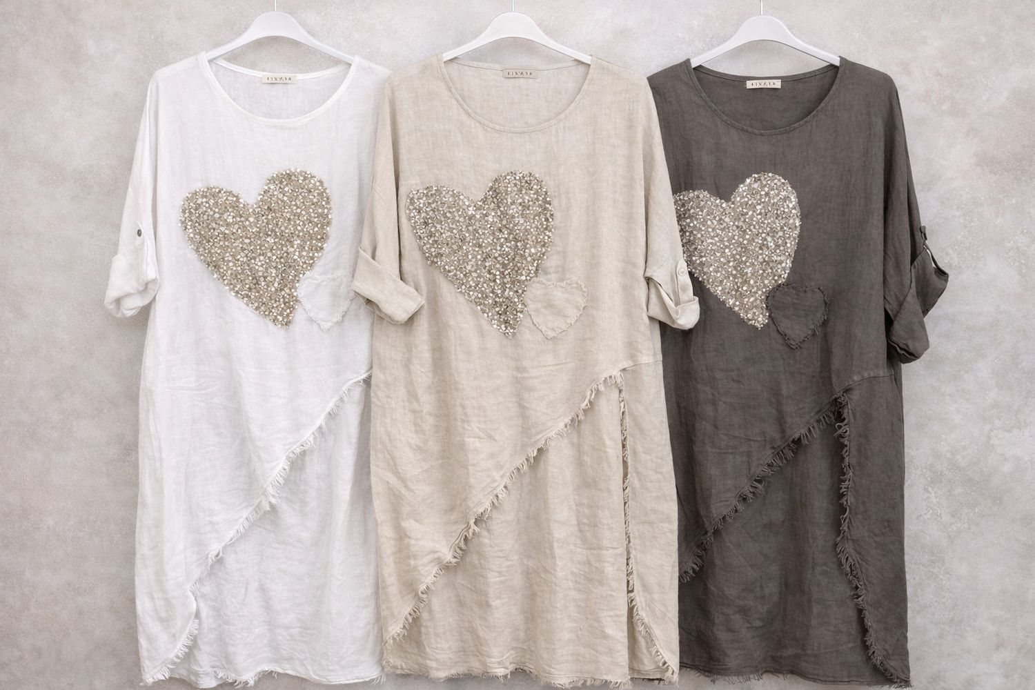 Sequins Heart Linen top
