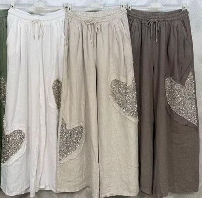 Sequins Linen Pant One size