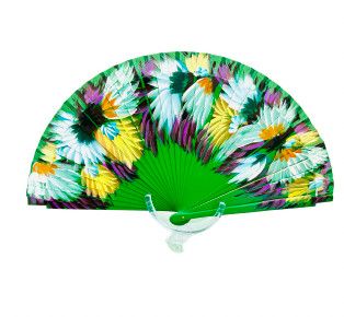 Flowers Hand fan green