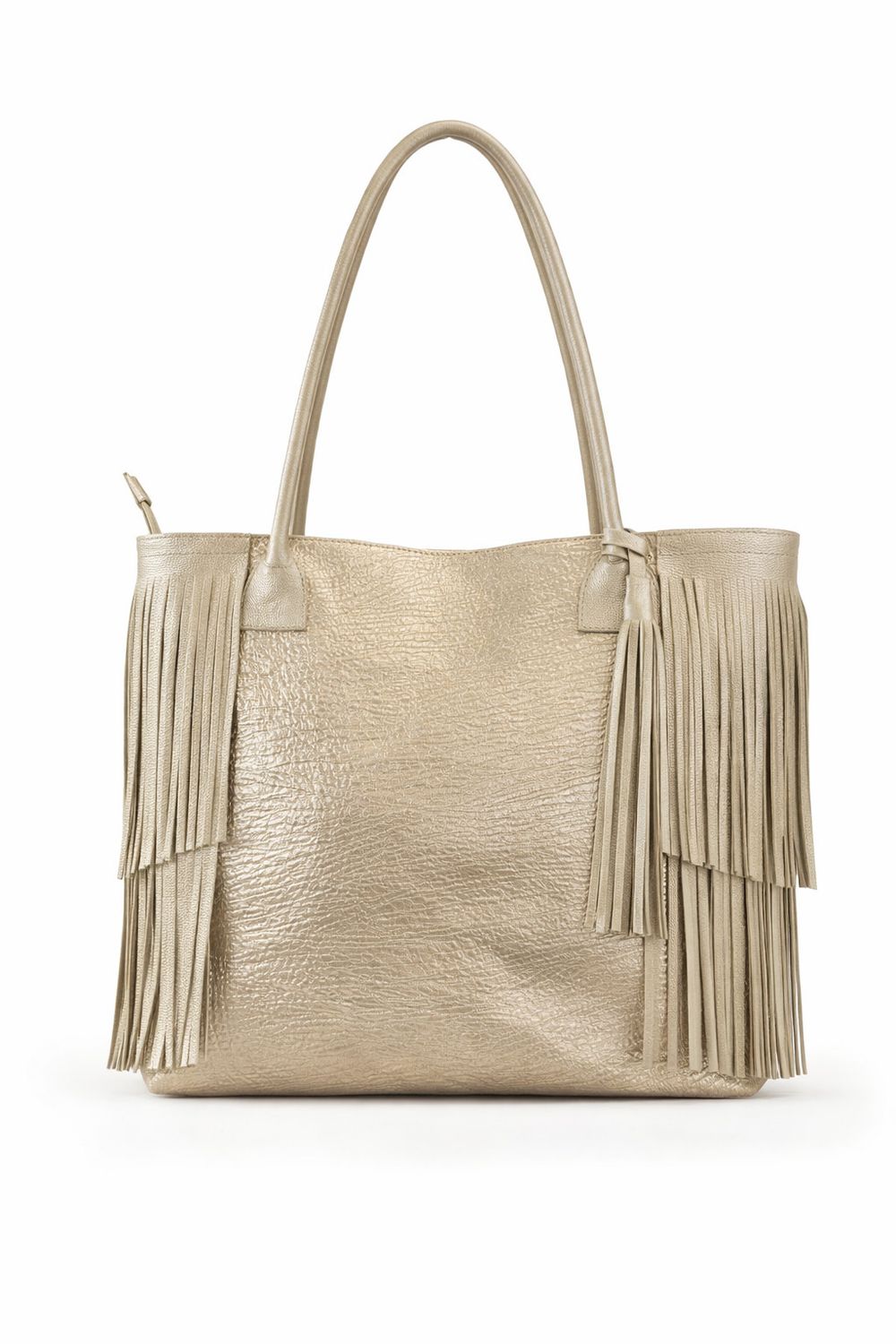 Metallic Fringe Leather Tote