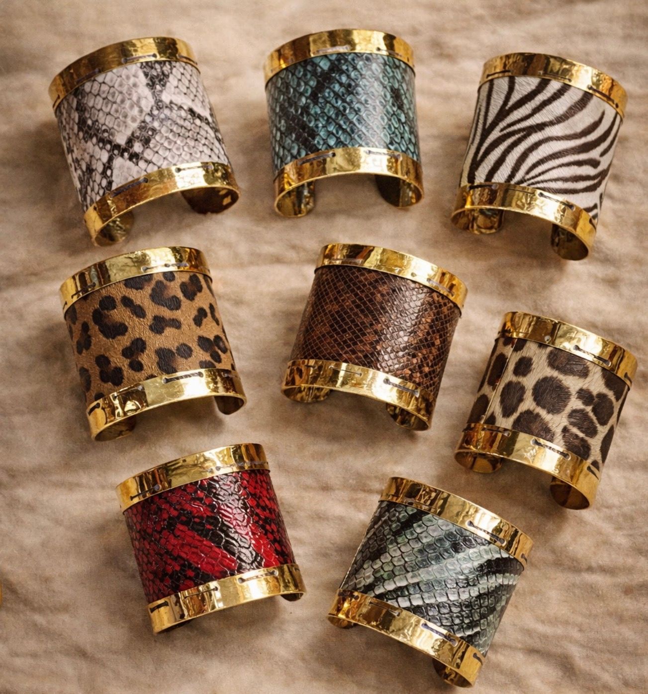 Leather Animal Print Cuffs