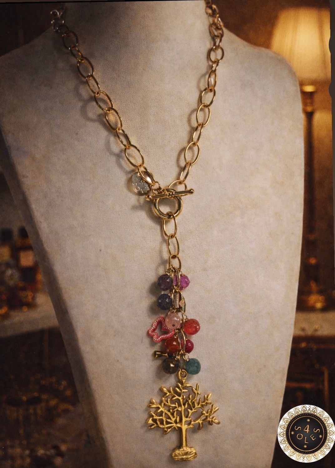 Tree Charm Statement Necklace 4 soles