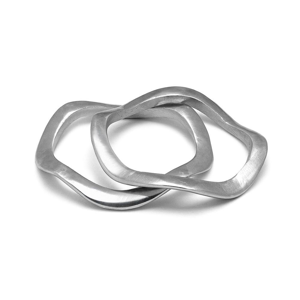 AL00199BRACELET RIGIDE ONDULÉ PLAT S/2