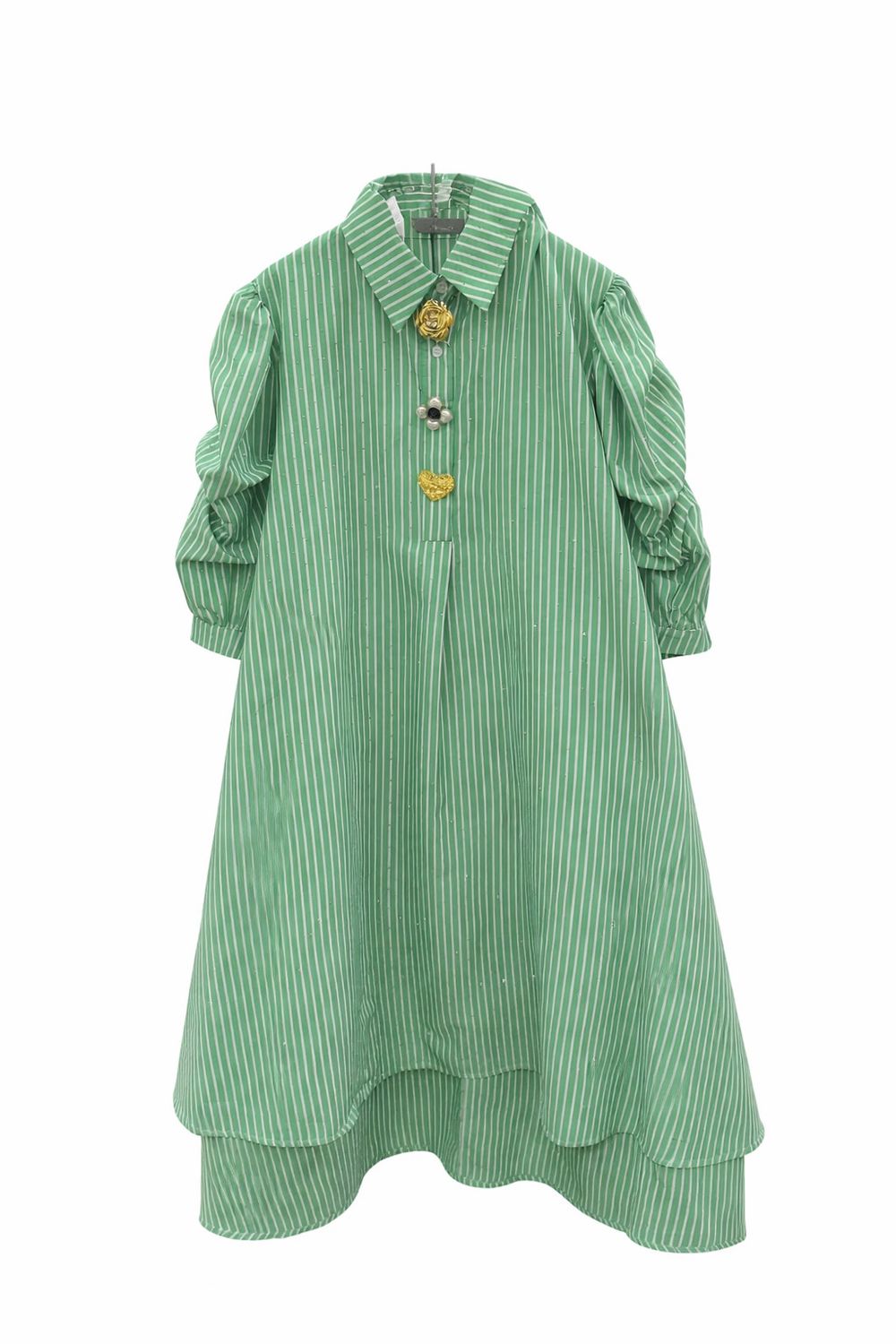 Green Striped Shirt Dress