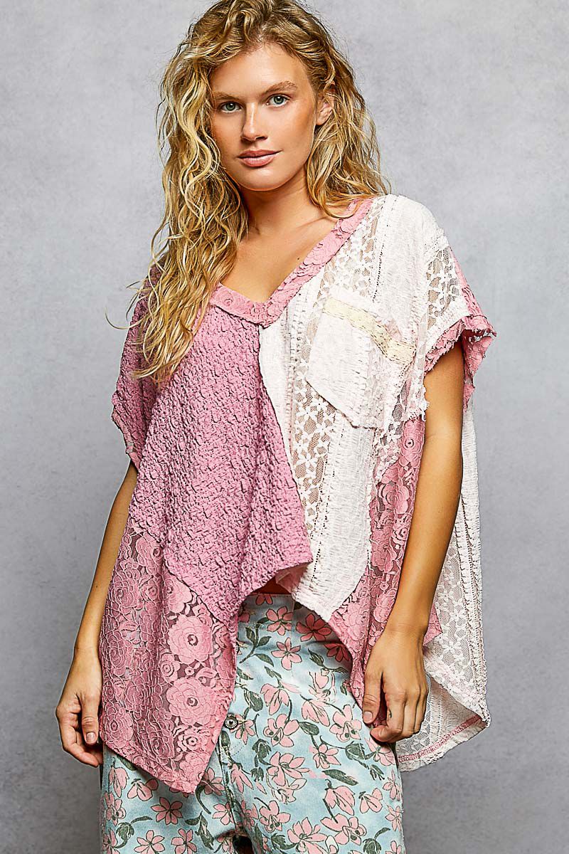 oversized fit top in lace