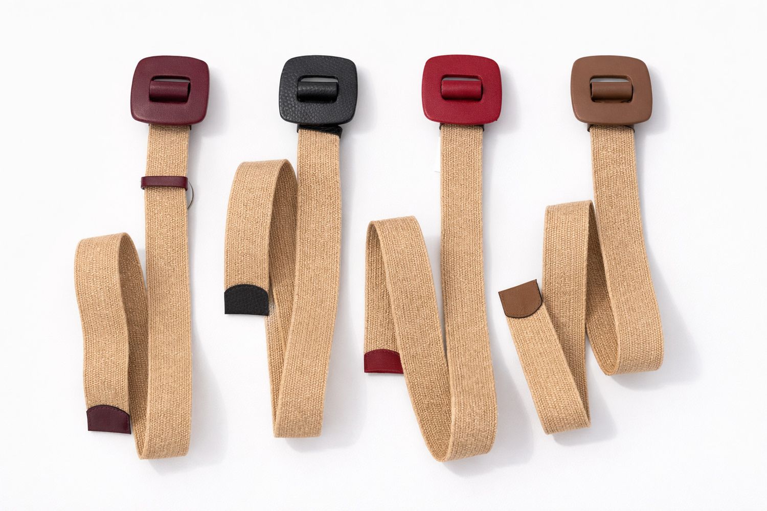 Elastic Woven Belt –solid  Leather Buckle