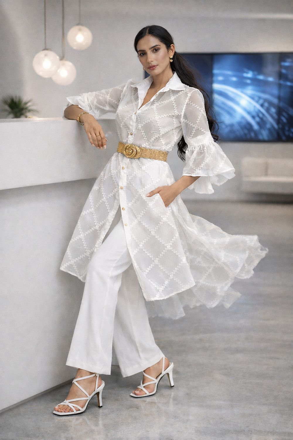 Exclusive Sheer Belted Tunic, Size: Small