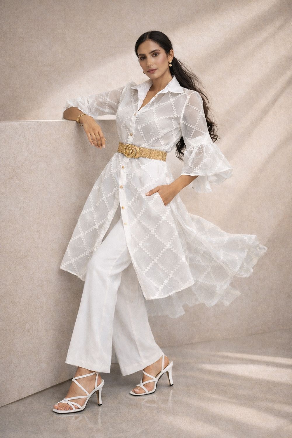 Exclusive Sheer Belted Tunic