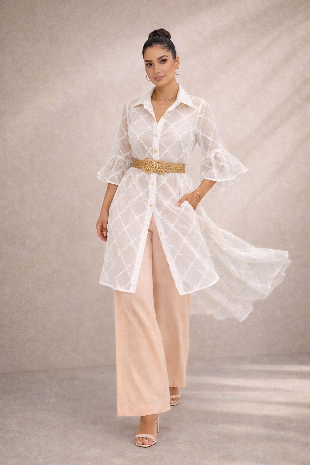 Exclusive Sheer Belted Tunic