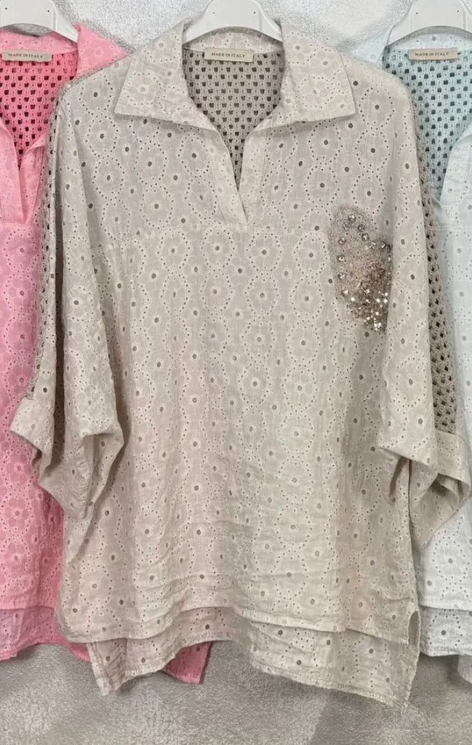 Cotton Eye let Tunic crystals details one size