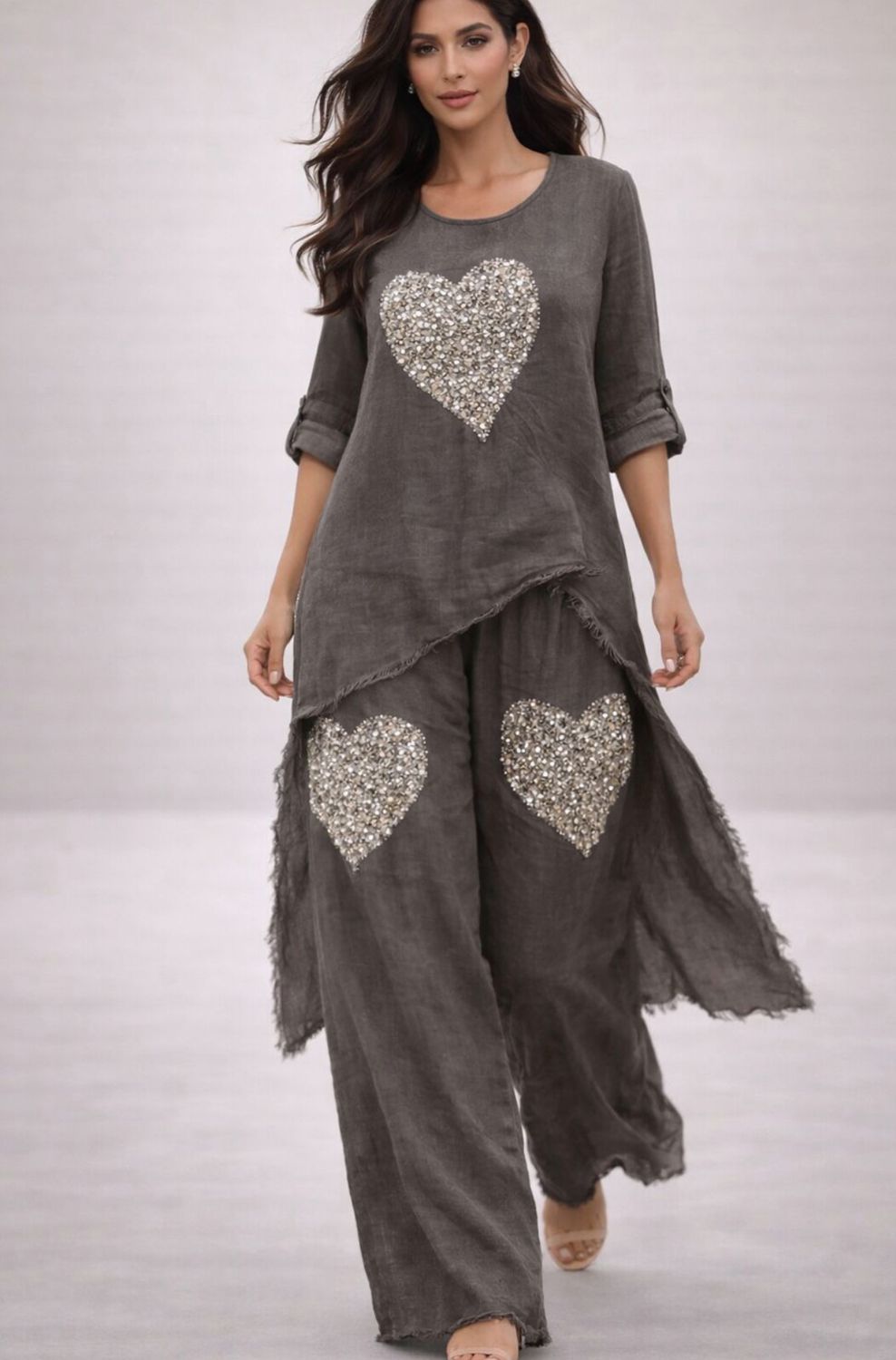 Sequins Heart Linen Set One size