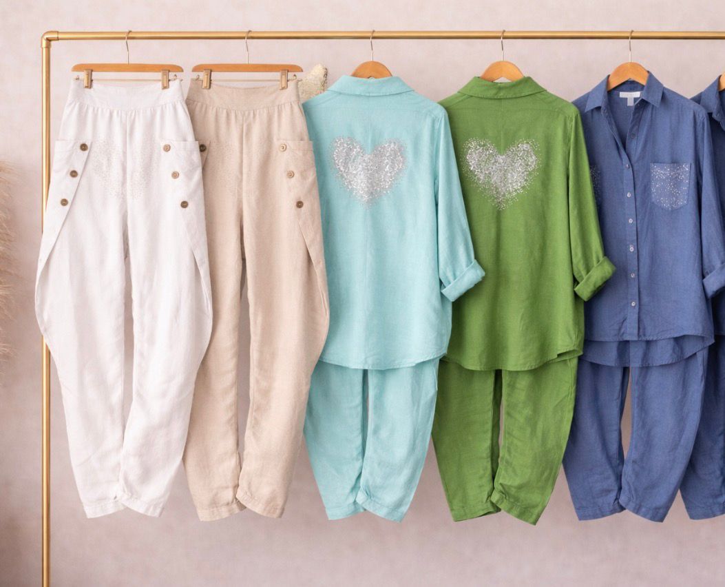 Set Linen Sequin Heart One size