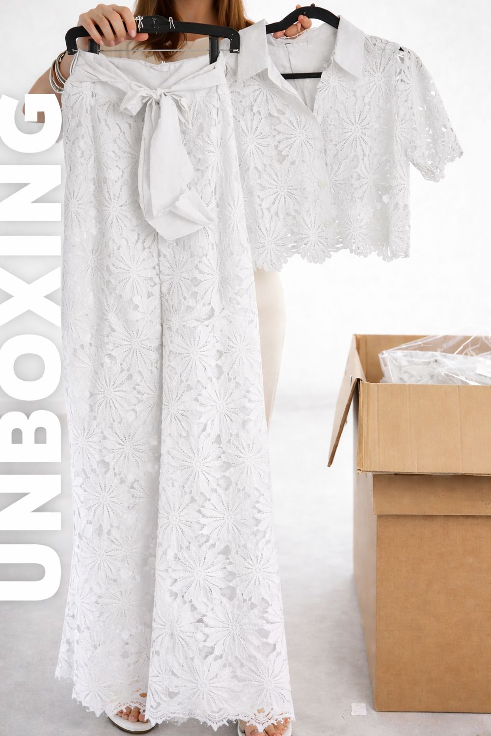 CROCHET PANT / TOP SET white