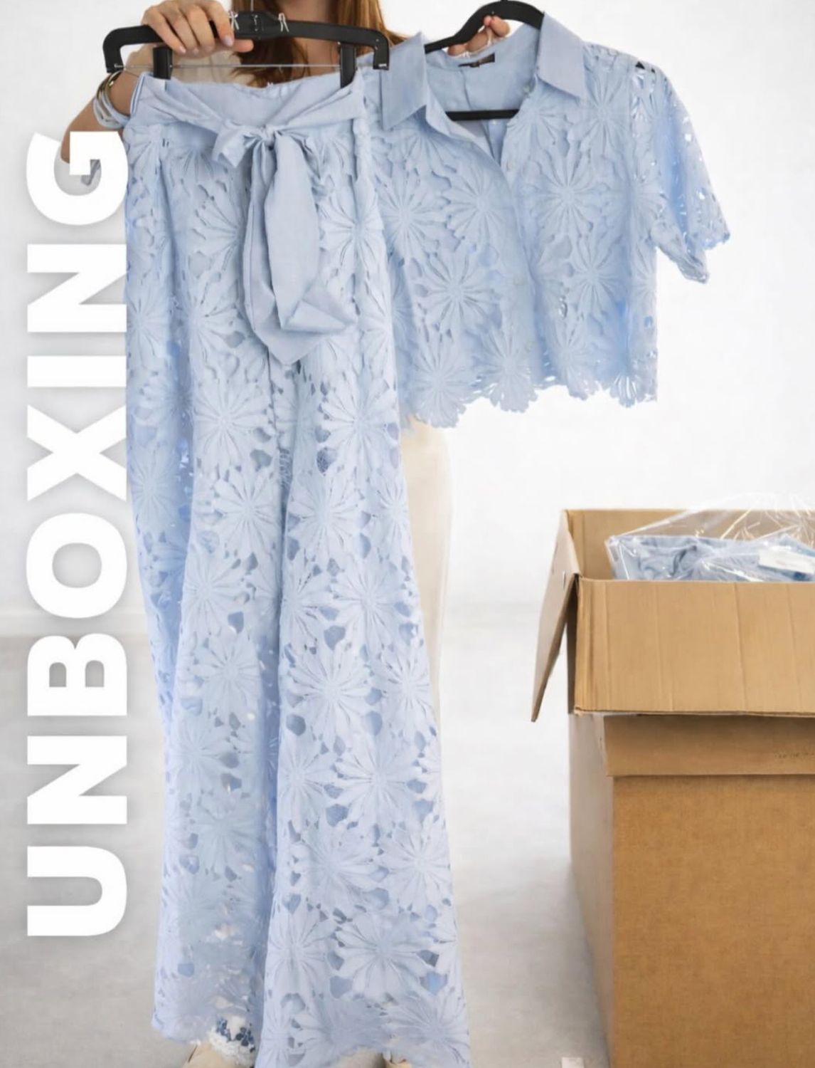 CROCHET PANT / TOP SET Blue