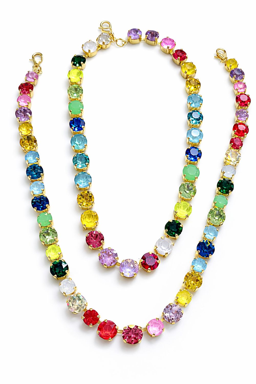 Rainbow Crystal Tennis Necklace 18”