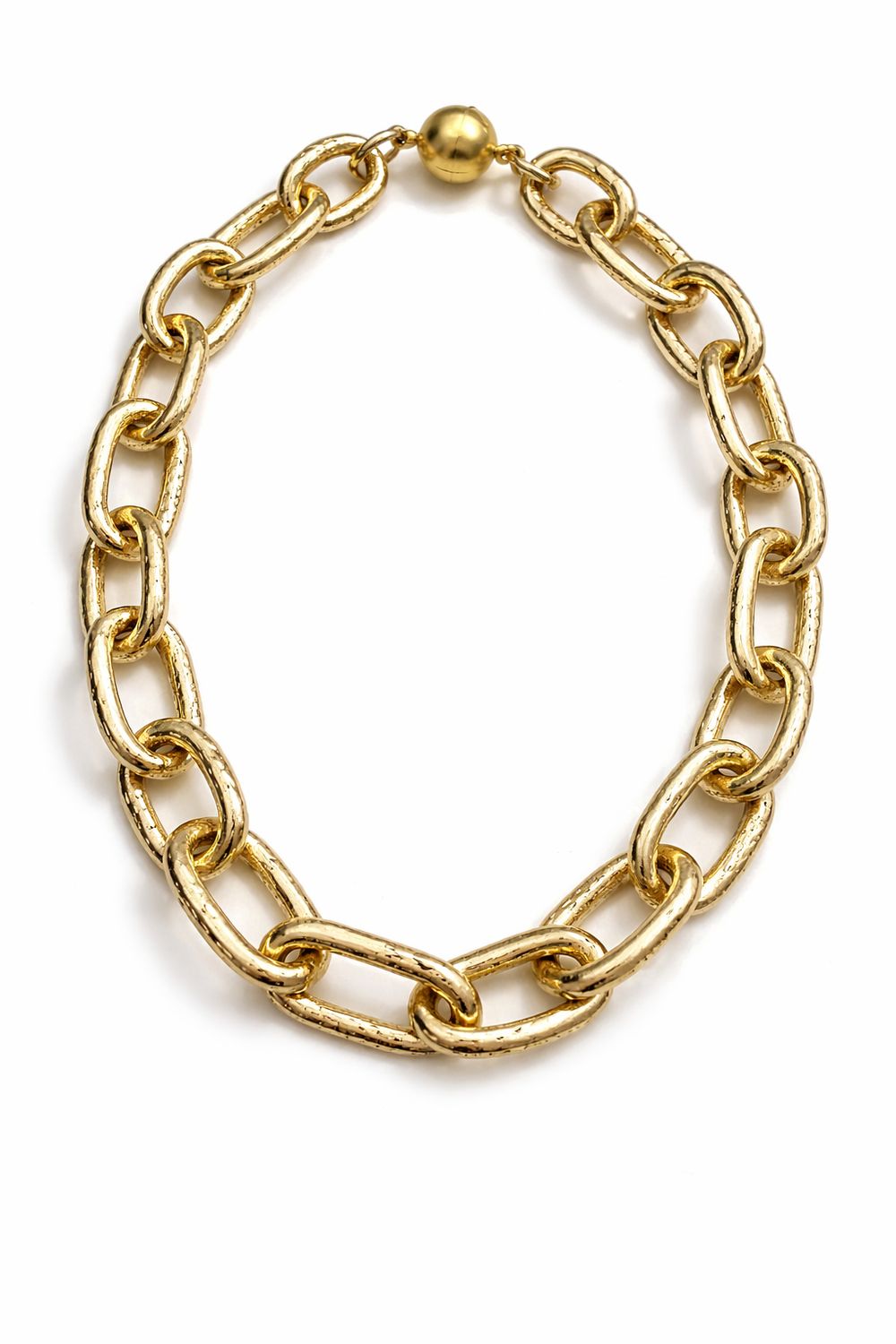 Textured Gold Link Necklace 18”