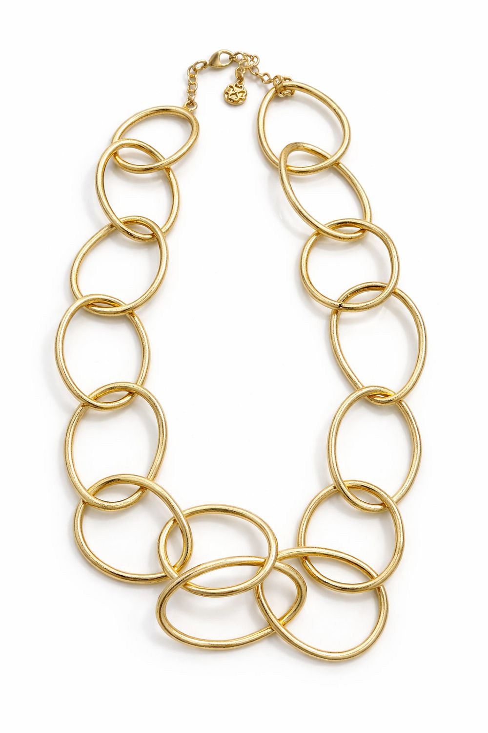 24K Gold Linked Statement Necklace 18”