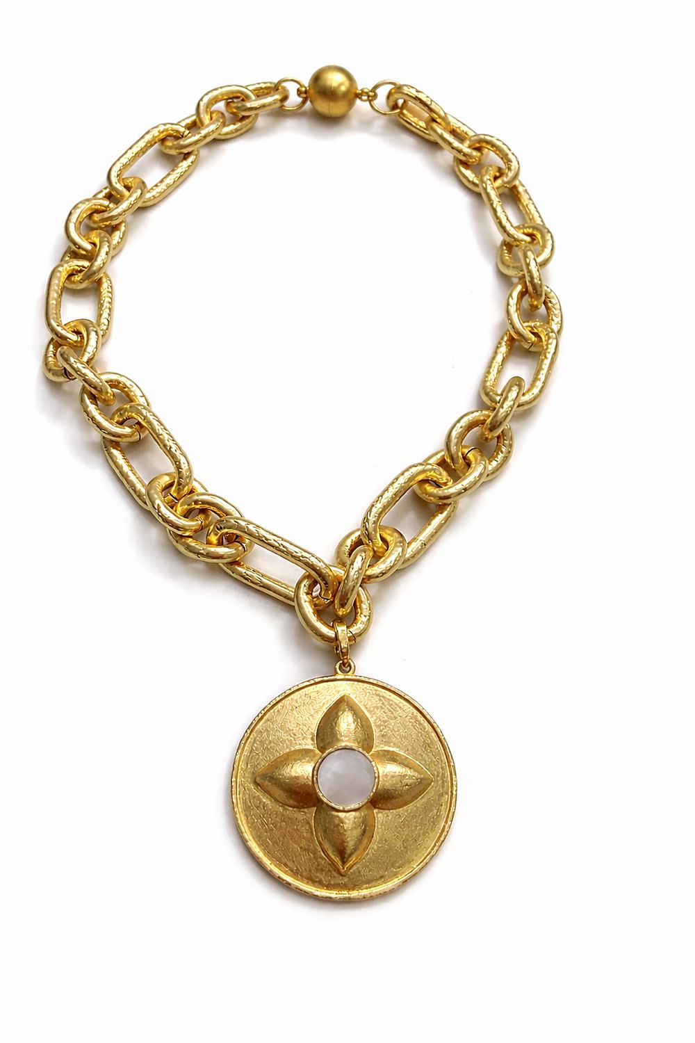 24K Gold Medallion Chain Necklace