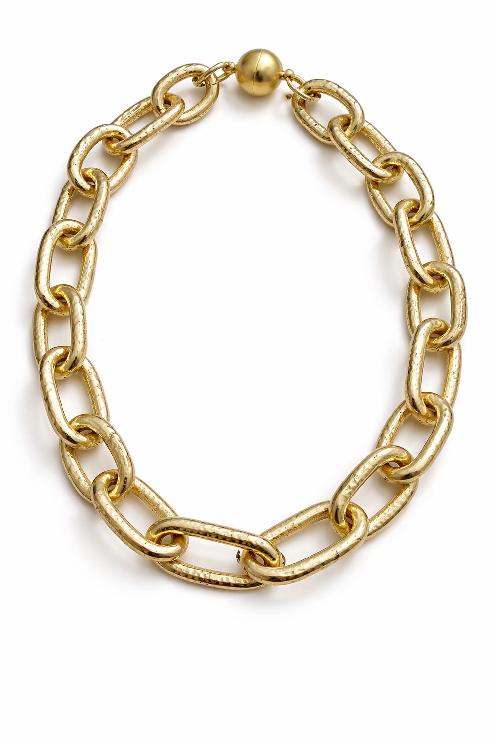 Textured Gold Link Necklace 16”