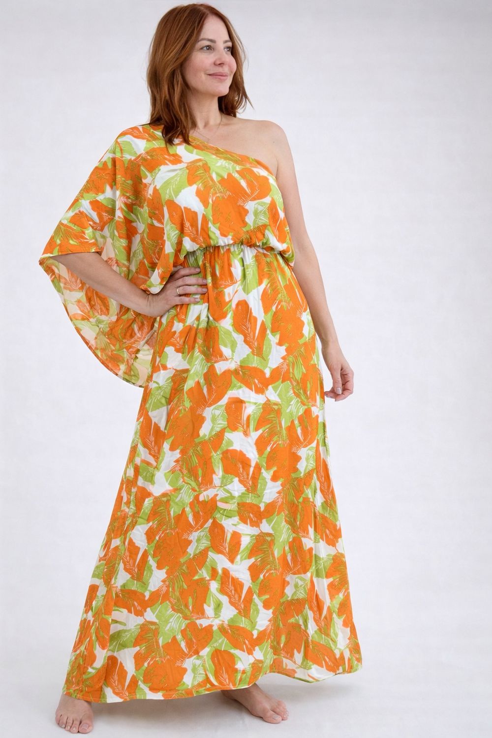 Tropical One Shoulder Max Orange