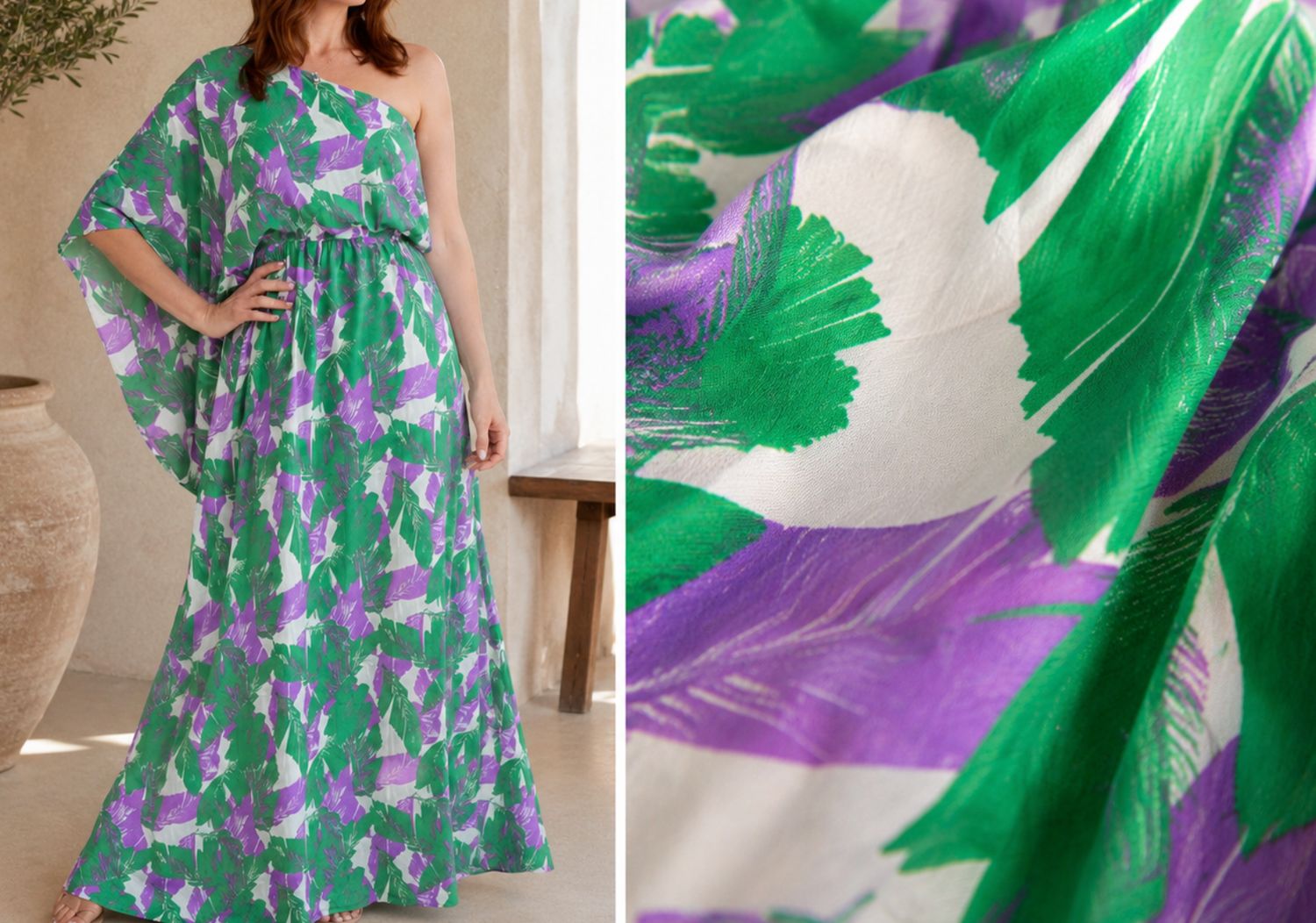 Tropical One Shoulder Maxi medium