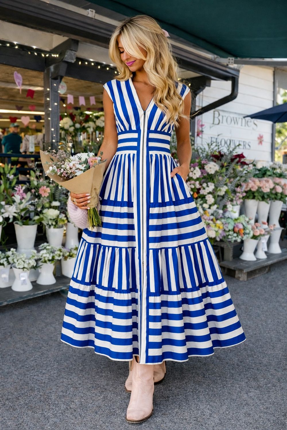 s Striking Wide-Stripe Maxi Dress
