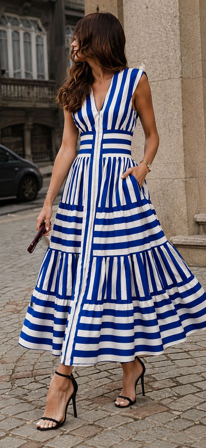 s Striking Wide-Stripe Maxi Dress