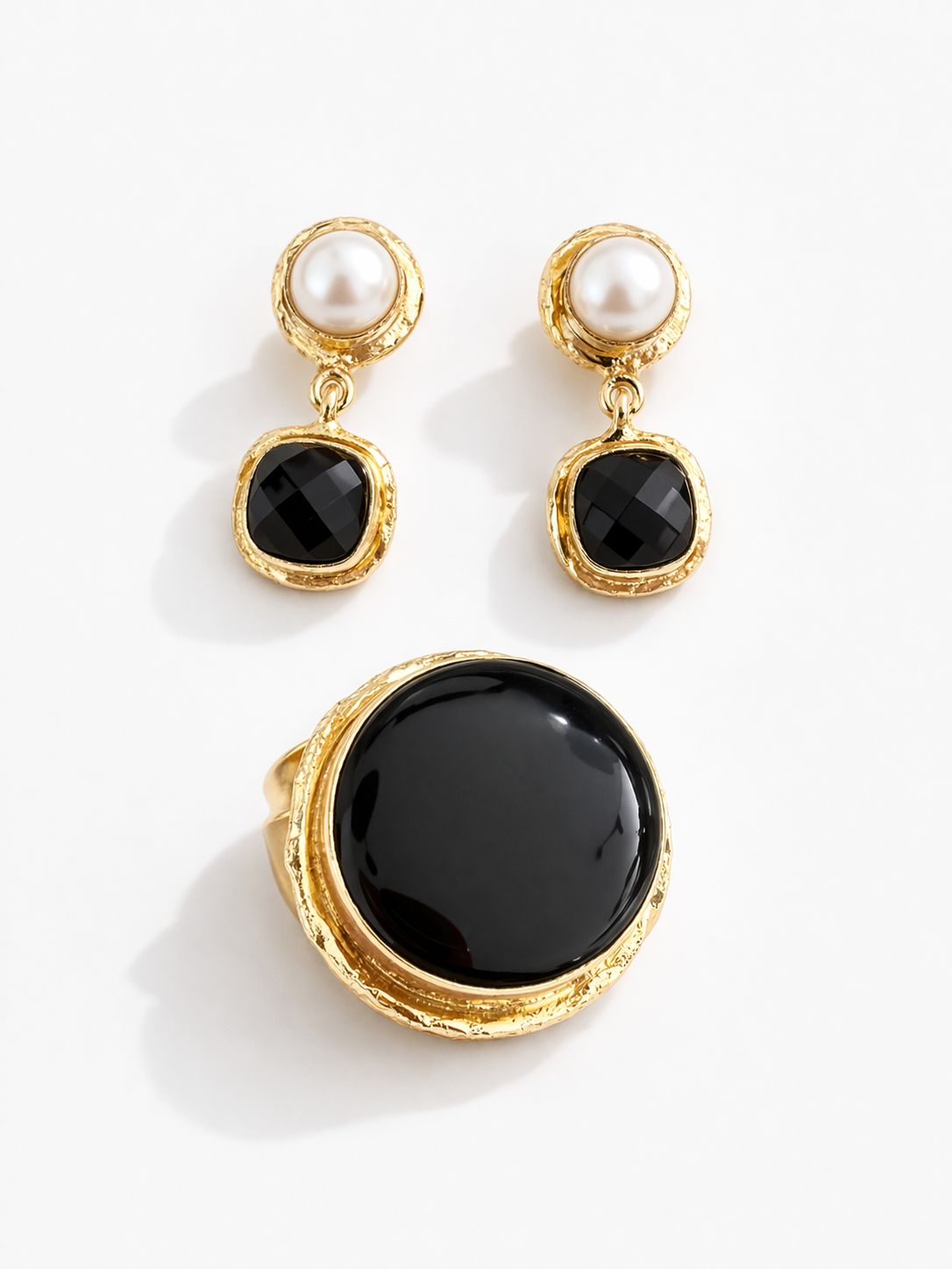Black Stone Statement Ring Set