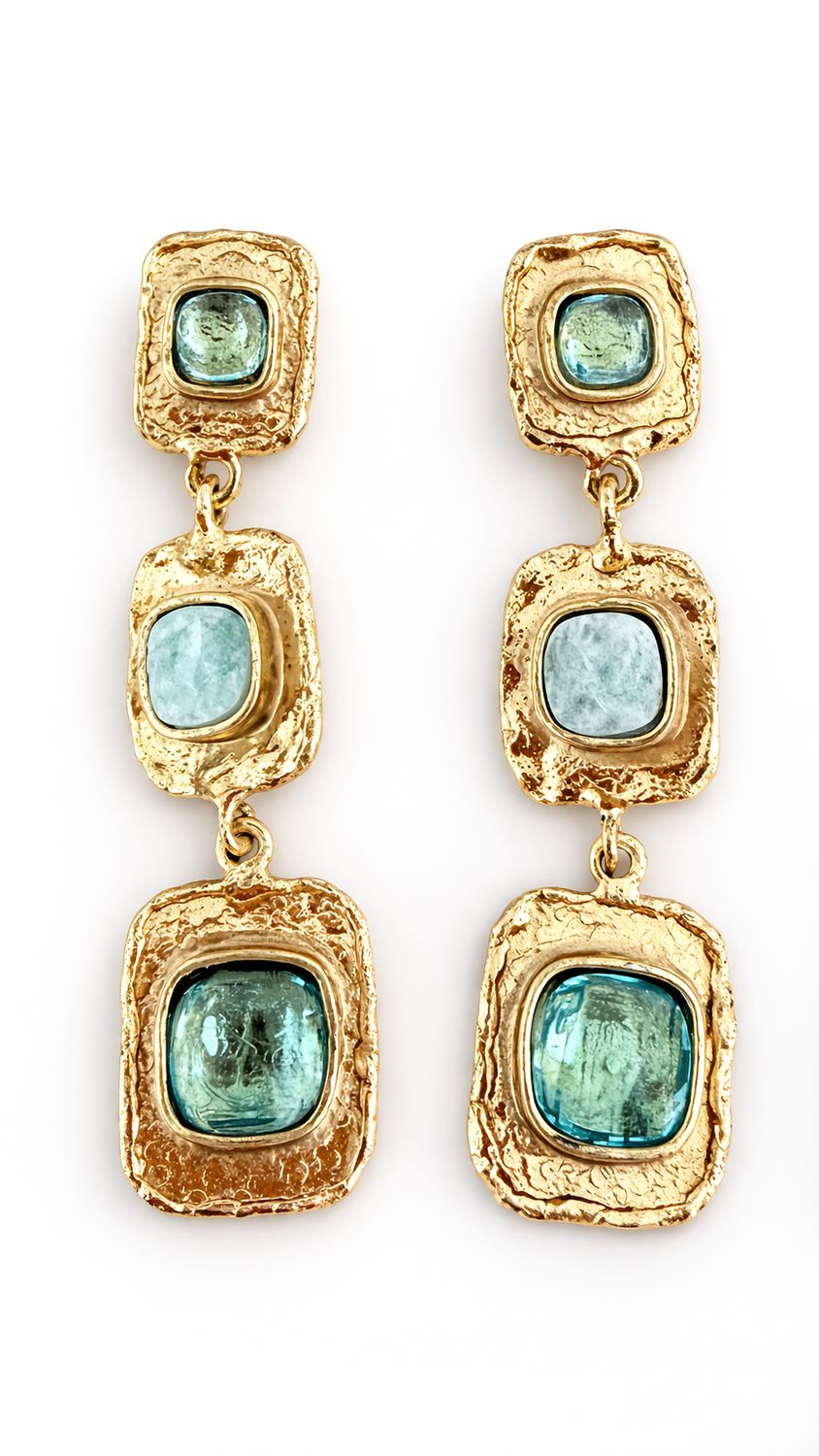 Aqua Stone Drop Earrings