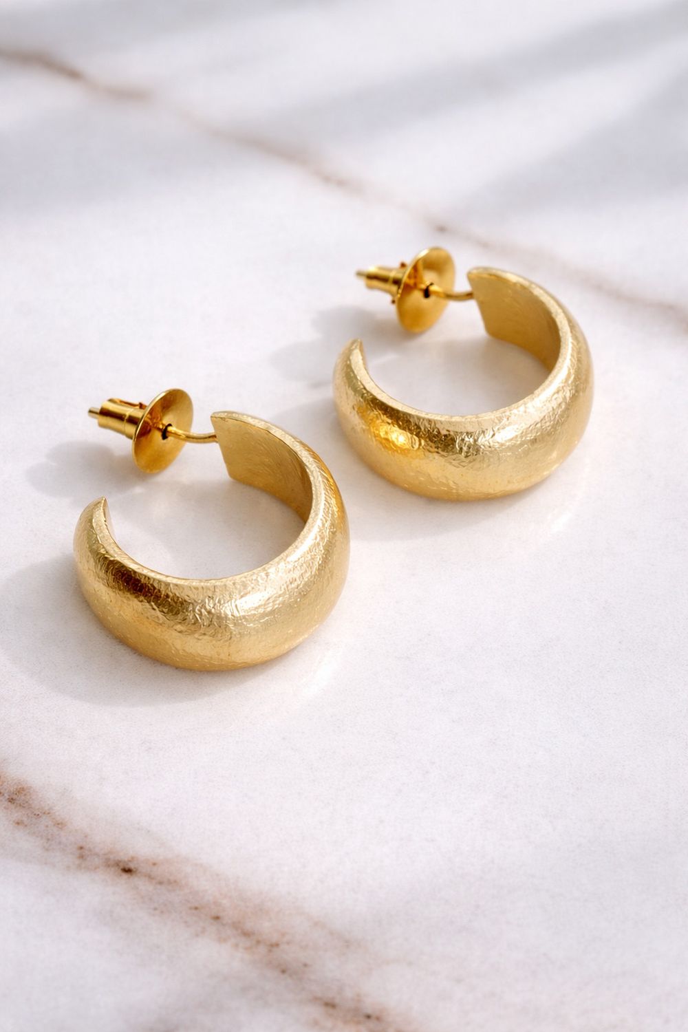 Textured Gold Mini Hoop Earrings (1”)