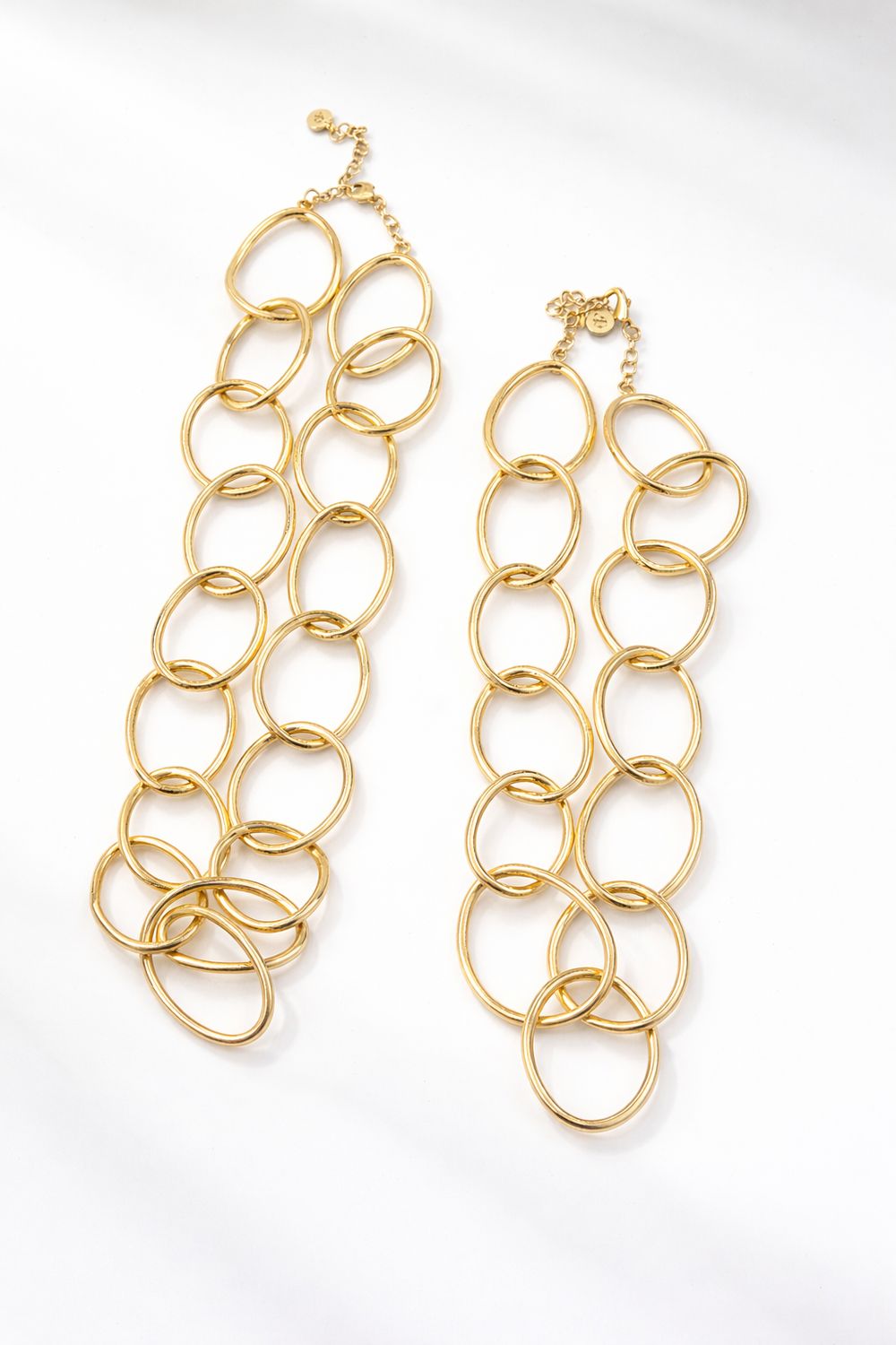 24K Gold Linked Statement Necklace 18” &amp; 20”